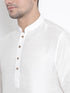 Vastramay Vastramay Men's White Silk Blend Curved Kurta Dhoti Set